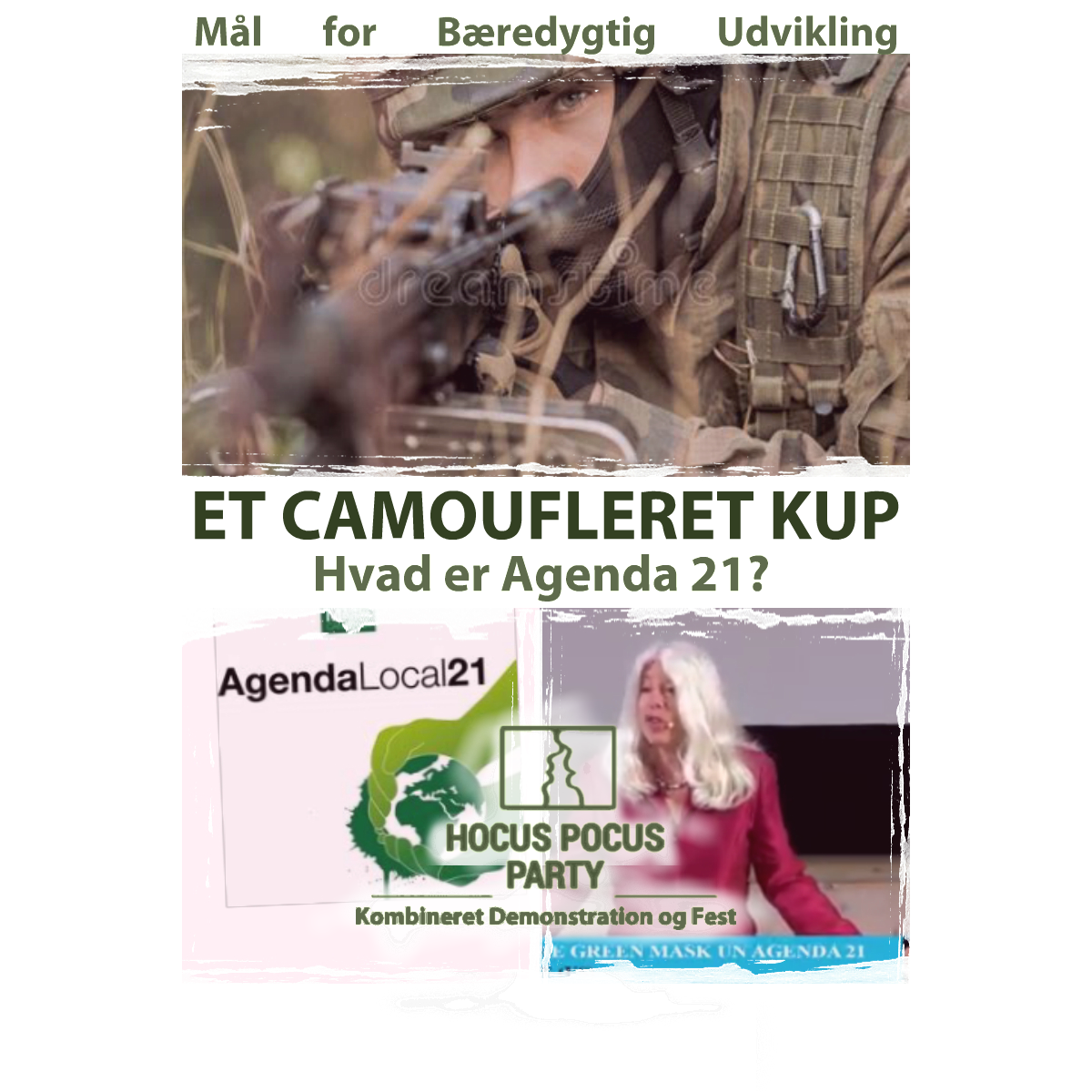 Billed af en camoufleret soldat og agenda 21