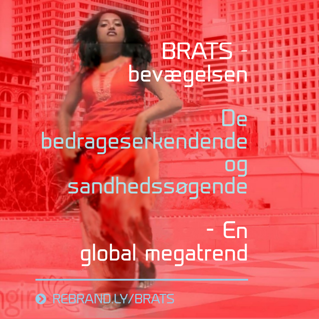 Ferskenfarvet billede med en indisk kvovinde i rødt tøj og ned teksten. BBRATS-bevægelsen en global megatrend
